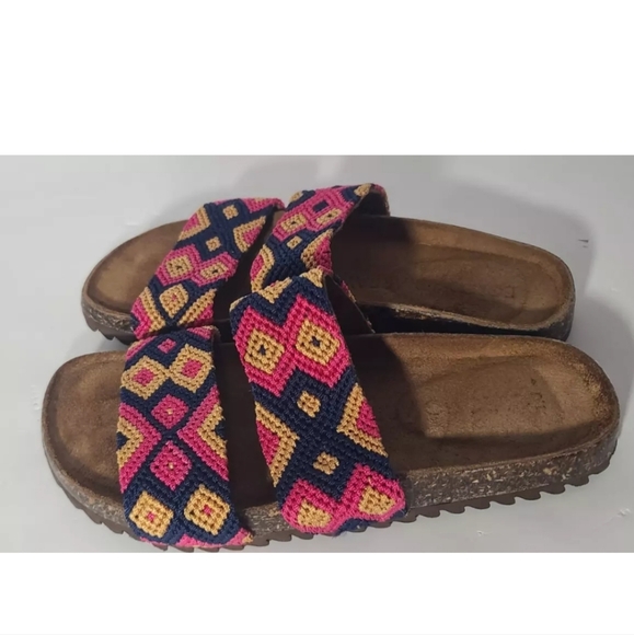 Anthropologie Eclectic Array Geometric Harmonic Tan Chiapas Sandals US 7 RT $240 - Picture 3 of 9